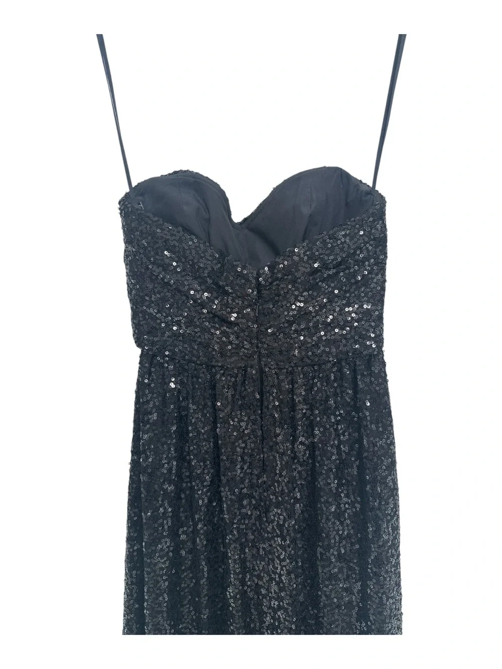 Amsale Formal Gown Black Sequins Strapless Dress